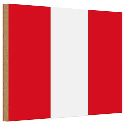 Holzschild Flagge Peru 30x20cm Flag of Peru