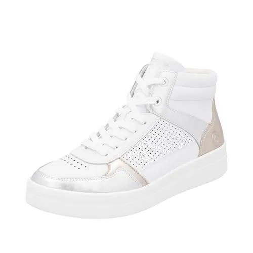 Remonte Damen D0J70 Sneaker High, Weiss 82, 42 EU - Damen-Sneaker aus echtem Leder mit Lite n Soft-Technologie und herausnehmbarer Einlegesohle für optimalen Komfort.