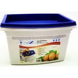 Schulz 125400 Kartoffelbox mit Deckelschale 36x27x22 cm - Aufbewahrungsbox für bis zu 5 kg Kartoffeln, Gemüse und Zwiebeln - ideal belüftet für längere Frische, mit praktischer Deckelschale und stapelbar.