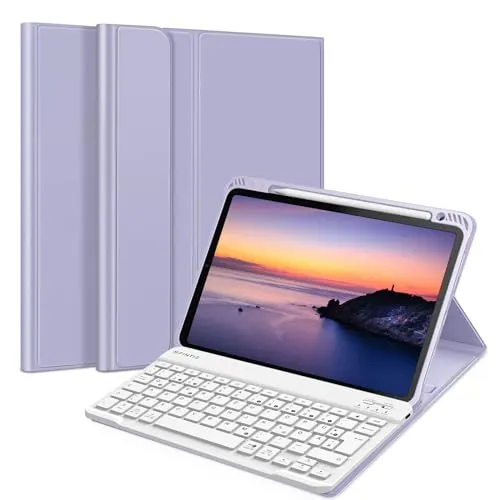Fintie Tastatur Hülle für iPad Air 11 Zoll M2 - Tastatur Hülle mit abnehmbarer, Bluetooth-Tastatur, integrierter Stifthalterung und flexiblem TPU Schutz, ideal für produktives Arbeiten unterwegs.