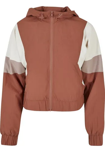Urban Classics Damen Ladies Short 3-Tone Crinkle Jacket - Funktionsjacke in trendigen Farben mit elastischen Bündchen und praktischen Reißverschlusstaschen, ideal für sportliche Aktivitäten und lässige Outfits.