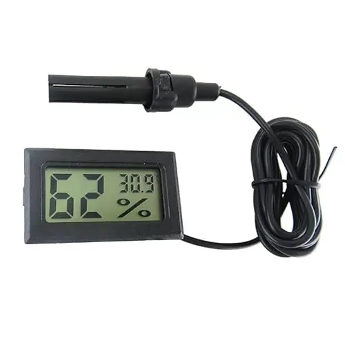 Ytian LCD-Tuner, digital, integriert, Thermometer, Hygrometer, mit externer Sonde, für Brutmaschine, Aquarium, Geflügel, Reptilien, Schwarz