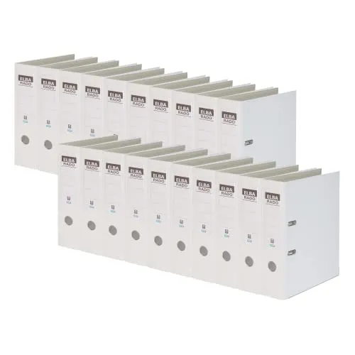 Elba Ordner A4 aus Kunststoff, 8 cm breit, 20 Stück - Robuste Ordner aus strapazierfähiger PVC-Folie, schmutz- und feuchtigkeitsabweisend. Ideal für die sichere Aufbewahrung von bis zu 570 DIN A4 Blättern.