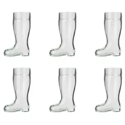 ich-zapfe Bierglas Bierstiefel 6er Set - 0,25 Liter - Biergläser Set mit 6 Bierstiefeln und Gläsern, ideal für gesellige Abende. Robustes Glas, spülmaschinenfest und mit einzigartigem Design – perfekt für Partys und Grillabende!