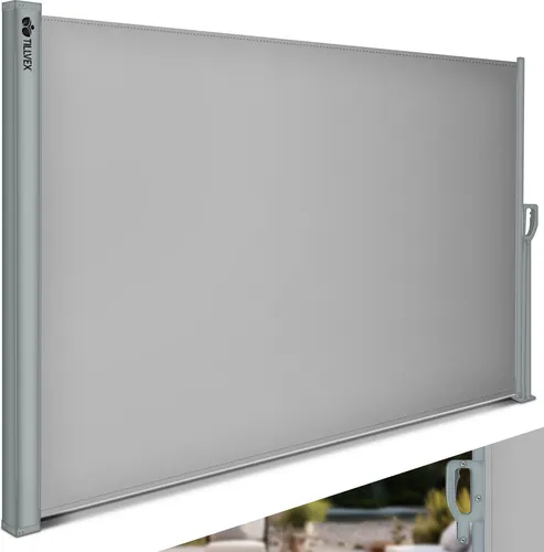 tillvex® Seitenmarkise - Ausziehbarer Sichtschutz für Balkon und Garten - Markise aus wetterfestem Polyester mit rostfreiem Stahl, bietet maximale Privatsphäre und Schutz vor neugierigen Blicken. Ideal für Balkon, Garten und Terrasse.