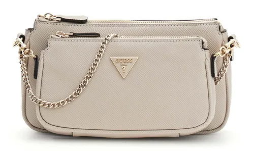 Guess Noelle II DBL Pouch - Umhängetasche taupe 24 cm - Die Guess Noelle II DBL Pouch in taupe vereint elegantes Design mit praktischen Funktionen. Mit sicherem Zipperverschluss und verstellbarem Tragegurt ist sie die perfekte Begleiterin für stilbewusste Frauen im Alltag.