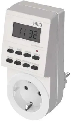 EMOS TS-ED1 Digitale Zeitschaltuhr SCHUKO - Digitale Zeitschaltuhr mit 8 Programmen und 1-Minuten-Schaltintervallen, ideal für die einfache Steuerung von elektrischen Geräten in Innenräumen.