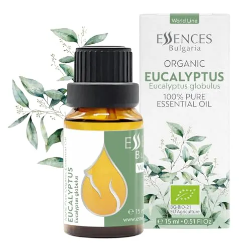 Essences Bulgaria Bio-Eukalyptus Ätherisches Öl 15ml | Eucalyptus globulus | 100% Naturrein | Unverdünnt | Therapeutischer Grad | Aromatherapie | Kosmetik (Eukalyptus)