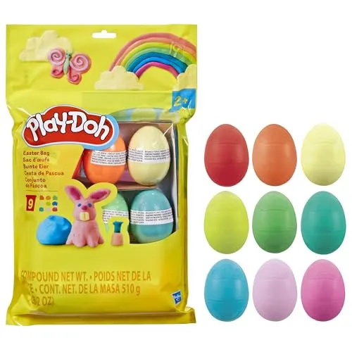 Play-Doh Bunte Eier, 9 Eier (je 56 g) in 9 verschiedenen Farben, als Ostergeschenk, Mitbringsel auf einer Party oder als Weihnachtsspielzeug für Kinder ab 3 Jahren
