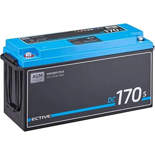 ECTIVE AGM Batterie DC170S - 12V, 170Ah - Deep-Cycle-Batterien mit intelligenter LCD-Anzeige, wartungsfrei und ideal für häufige Be- und Entladungen in Solar- und Wohnmobilanwendungen.
