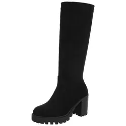 Ital-Design Kniehohe Damenstiefel mit stabilem Absatz für Herbst/Winter High-Heel-Stiefel (90109891) Blockabsatz Stiefel in Schwarz schwarz 41 EU