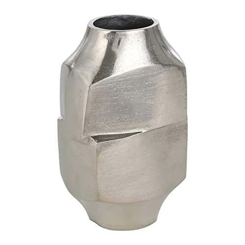 EGLO Living Dekovase Abucay, elegante Blumenvase aus Metall - Dekovasen für stilvolle Tischdeko, handgemachte Aluminiumvase in glänzendem Nickel, ideal für Trockenblumen und vielseitig kombinierbar.