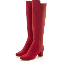 Produktbild LASCANA Vegane Stiefel mit Stretcheinsatz, Langschaft, rot, Größe 38