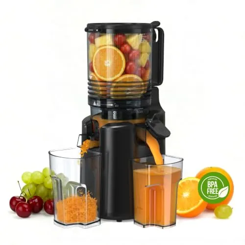 Entsafter 250W Slow Juicer für ganze Gemüse/Obst, 150 mm Einfüllöffnung | 3,5 l Füllvolumen, Kaltentsafter, Überhitzungsschutz, 65 dB leise, BPA-frei, einfache Reinigung, für die Familie