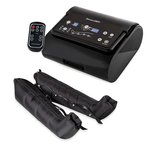 Dinamicamed | PREMIUM 4.0 Beinmassagegerät | 4 Luftkammern | 6 Programme mit Beinmanschetten | Individuell einstellbar, Fernbedienung | Pressotherapy Lymphdrainage Gerät