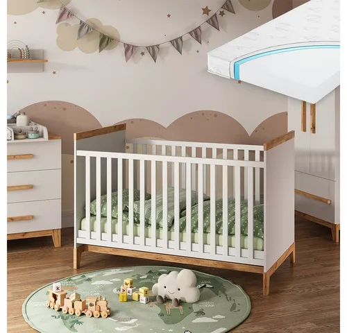VitaliSpa® Babybett Malia, Weiß/Artisan, 70x140 cm - Das Babybett Malia bietet Sicherheit und Geborgenheit für Ihr Kind. Mit durchdachtem Rausfallschutz und einer komfortablen Matratze ist es der ideale Rückzugsort für süße Träume. Modernes Design für jeden Raum.