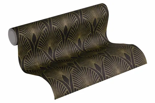 Tapete Vlies New Walls Retro schwarz gold Metallic 37427-3 (3,53€/1qm)