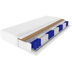 Deine Möbel 24 Taschenfederkernmatratze H4, 200x200 cm, Schwarz, atmungsaktiv - 7-Zonen Taschenfederkernmatratze mit Kokosfaser für optimale Körperanpassung und Luftzirkulation. Ideal für Paare, da Bewegungen nicht spürbar sind. Waschbarer Bezug, geeignet für Allergiker.