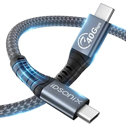 iDsonix USB Kabel für Thunderbolt 4 Kabel, Kompatibel mit 40Gbps Datenübertragung, 8K@60HZ (Dual-4K@60HZ-Displays), PD 100W(20V/5A) für MacBooks, Laptops, SSD, Docks, 2m