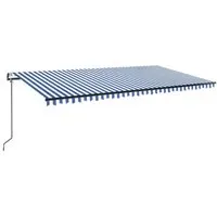 vidaXL Automatische Markise mit LED & Windsensor 600x300 - Markise in Blau und Weiß, mit Windsensor für automatische Schließfunktion und energiesparenden LED-Lichtern. Perfekt für kühle Schattenplätze im Außenbereich.