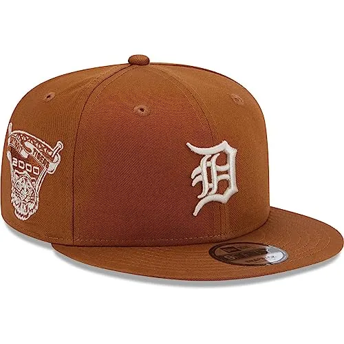 New Era - MLB Detroit Tigers Side Patch 9Fifty Snapback Cap Beige S-M - Baseball Cap für Herren, verstellbar mit hochwertiger Team Applikation und klassischem Design, ideal für Fans der Detroit Tigers.