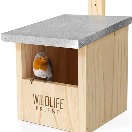 WILDLIFE FRIEND I Nistkasten Rotkehlchen & Co mit Metalldach nach NABU aus Massivholz für