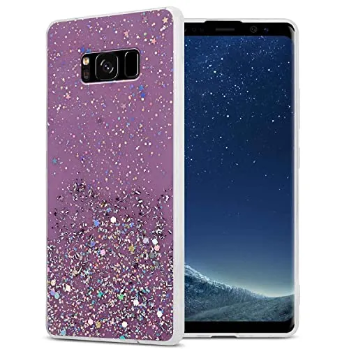 Cadorabo Hülle kompatibel mit Samsung Galaxy S8 Rundumschutz TPU Silikon Case Mädchen Glitzer Strass Design Slim Kratzfest Weiche Gummi Bling Schutzhülle für Samsung Galaxy S8 in Lila