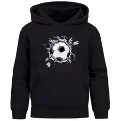 MoonWorks Hoodie Kinder Hoodie Jungen Fußball Sport Kapuzenpulli Geschenke Junge schwarz 140