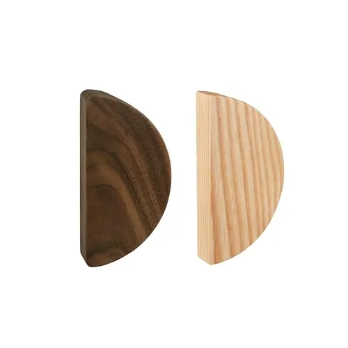 Natural Goods Berlin Möbelgriffe rund HALBMOND 10 Stück Walnuss - Verleihe Deinen Möbeln mit unseren HALBMOND Schrankknöpfen aus Walnuss eine stilvolle Note. Ideal für DIY-Projekte, passend für Türen von 15-22mm Stärke. Schnelle Montage für einen neuen Look im Handumdrehen!