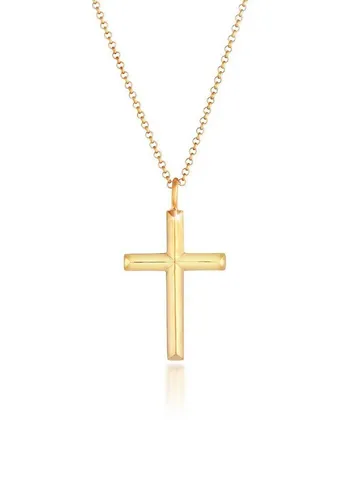Kuzzoi Herren Halskette mit vergoldetem Kreuz Anhänger - Ketten für Herren: Exklusive, handgearbeitete Halskette aus 925 Sterling Silber mit 30 mm Kreuz Anhänger, ideal als Geschenk und angenehm zu tragen.