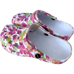 Damen Clogs Blumen » günstige Damenschuhe » Badeschlappen mit Blumenmuster » Sommer Garten Schuhe & Garten Schuhe » Badelatschen mit Riemen un...
