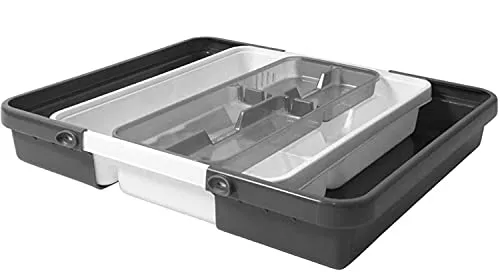 DRULINE Feuerzeug Besteckkasten Für Schubladen Ausziehbar Mit 6-9 Fächern (1-St) schwarz|grau|silberfarben