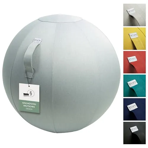 VLUV® BOL LEIV Sitzball Büro Ergonomisch [Atmungsaktiv mit Tragegriff und Wegrollschutz] Waschbarer Stoffbezug | Schwangerschaftsball| Gymnastikball Schwangerschaft Sitzball