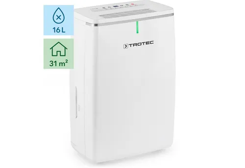 TROTEC Luftentfeuchter TTK 53 E – 16 L/Tag für optimale Raumluft - Luftentfeuchter für Räume bis 31 m² mit hygrostatgesteuerter Automatik und Timer-Funktion – ideal für Wohnung und Schlafzimmer.