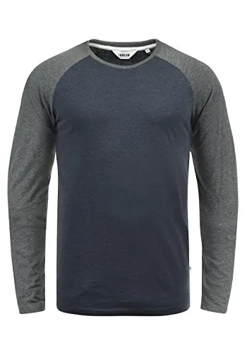 !Solid SDBastien Herren Longsleeve Langarmshirt Shirt mit Rundhalsausschnitt Baumwollmischung Regular fit, Größe:XXL, Farbe:Blue Grey Melange (G8991)