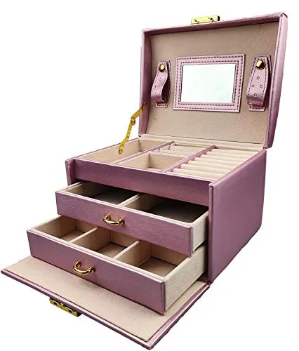 Beautylushh Schmuckkasten mit Spiegel und 2 Schubfächern