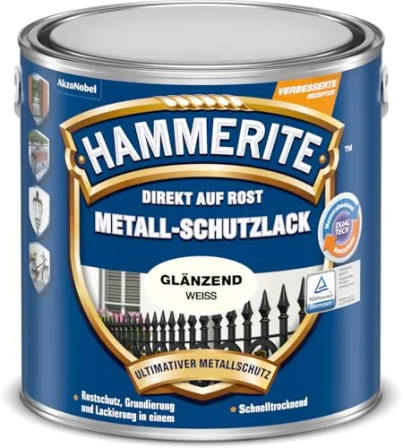 Hammerite Metallschutzlack Glänzend, Weiß, 2,5L in weiß von Hammerite