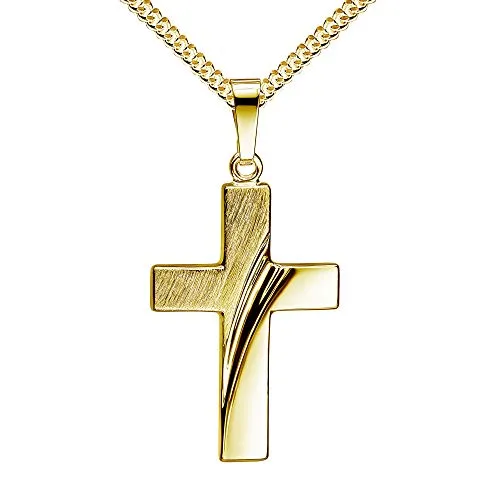 JEVELION Goldkette mit Kreuz Goldkreuz für Damen und Herren als Kettenanhänger 333 Gold 8 Karat Mit Kette 36 cm