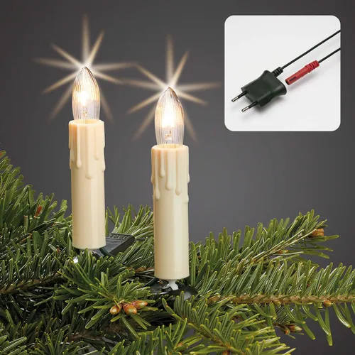 hellum Lichterkette Wachstropfen 30 Riffelkerzen in beige von Hellum