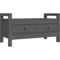 vidaXL Flurbank Grau 80x40x43 cm aus Kiefernholz - Sitzbank aus massivem Kiefernholz mit 2 Schubladen für optimalen Stauraum, ideal für Flur und Eingangsbereich, stabil und rustikal.