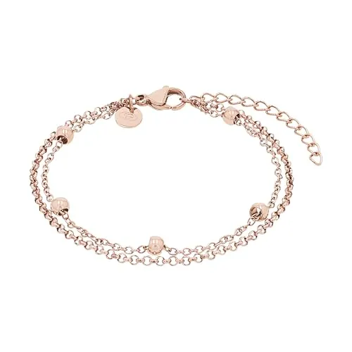 Tom Tailor Damen Armband aus Edelstahl, rosefarben, 16+4 cm