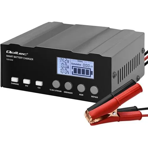 Qoltec Mikroprozessor-Ladegerät 12V 12.6V 24V LCD (52491)
