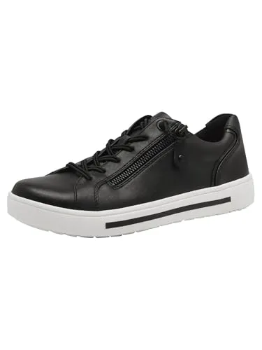 Jana Damen Sneaker Vegan mit Reißverschluss, Schwarz (Black) - 40 EU - Damen-Sneaker in veganer Qualität, ideal für breite Füße dank H-Weite und optimalem Tragekomfort für den Alltag.