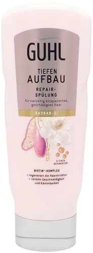 Guhl TIEFEN AUFBAU Spülung 200ml mit Baobab-Öl - Effektive Pflege für strapaziertes Haar: Nährt, regeneriert und verleiht gesunden Glanz. Ideal für langanhaltende Intensivpflege und Anti-Frizz-Effekt.