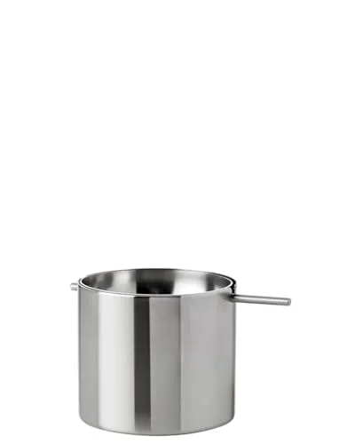 Stelton Arne Jacobsen Kipp-Aschenbecher - Cylinda-Line - Aschenbecher im minimalistischen skandinavischen Design, aus hochwertigem Edelstahl mit einzigartigem Schwenkdeckel für hygienische Nutzung und eleganten Look.