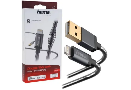 Hama USB-A auf Lightning Schnell-Ladekabel Grau Tablet-Kabel, USB-A, Lightning, Ladekabel Datenkabel MFI passend für Apple iPhone iPod iPad etc.