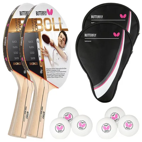 Timo Boll Bronze 85010 Tischtennisschläger Set - Komplettschläger Set für Unisex Erwachsene, inklusive 2 Schläger, 2 Hüllen und 6 Bällen – ideal für Allround-Spieler und Hobby-Tischtennissportler.
