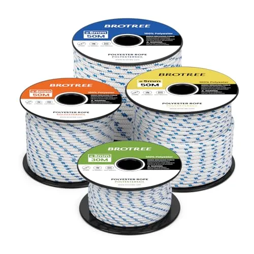 Brotree Polyesterseil 3mm x 30m Weiß/Blau von BROTREE