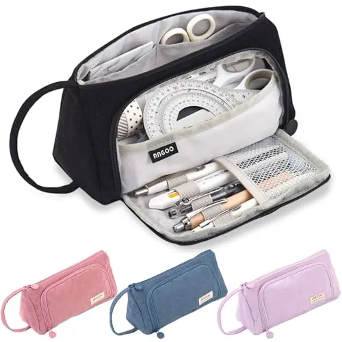 Calish Federmäppchen Mädchen Grossem Pencil Case Mäppchen Teenager Mäppchen Aesthetic für Middle High School College Büro (Schwarz)