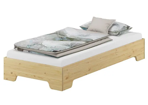 ERST-HOLZ Massivholzbett Kiefer 100x200 - Stabiles Funktionsbett aus europäischer Kiefer, ideal als Gästebett oder Jugendbett mit vielseitigen Ausstattungvarianten für individuellen Schlafkomfort.